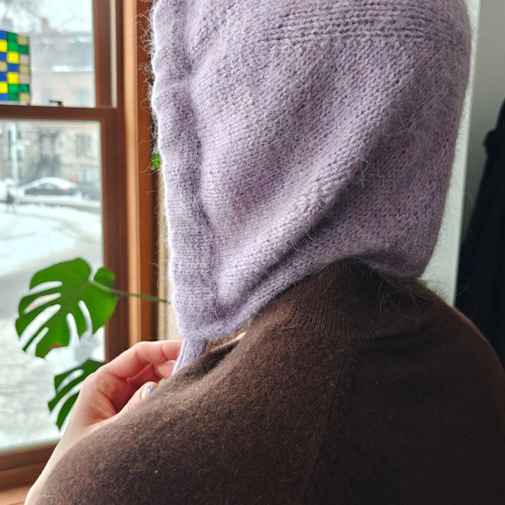 Handmade Big Bow Bonnet - Hand Knit - Lavender - Picture 5 of 8